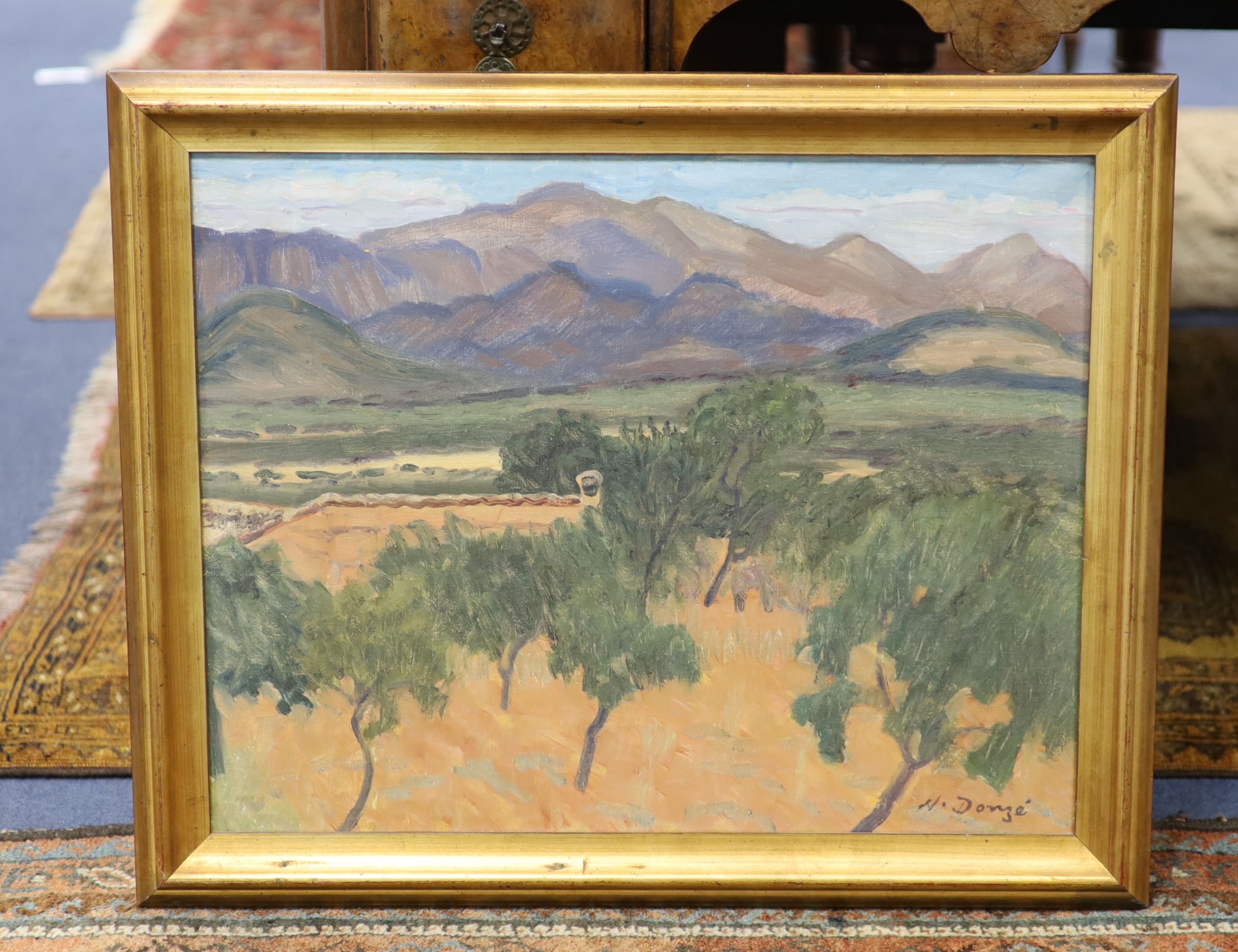 Numa Donze (1885-1952), oil on canvas, Olive trees in a landscape, signed, 44 x 55cm.